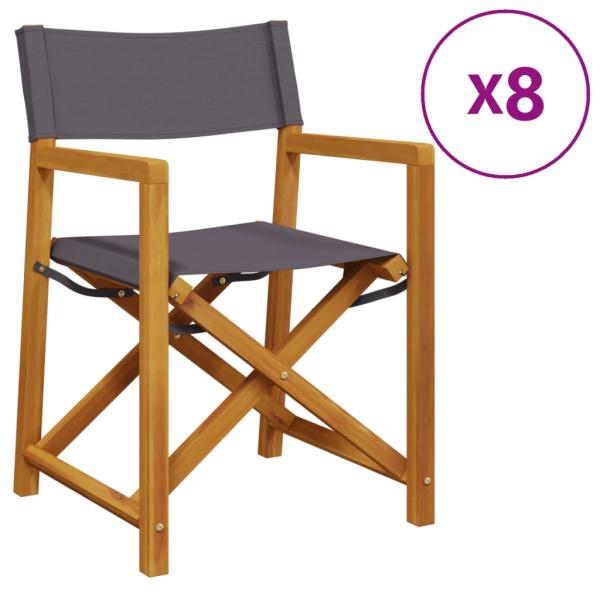 8-teiliges Klappstuhl-Set, dunkelgrauer Stoff