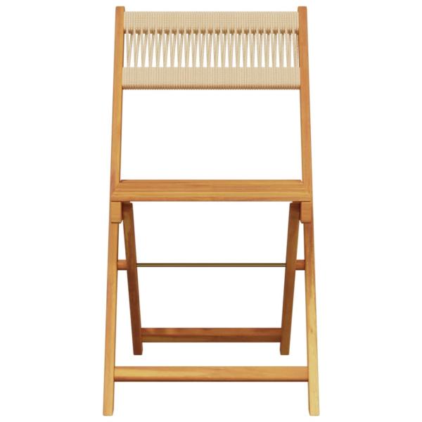 Bistrostühle 2 Stk. Beige Massivholz Akazie und Kordel