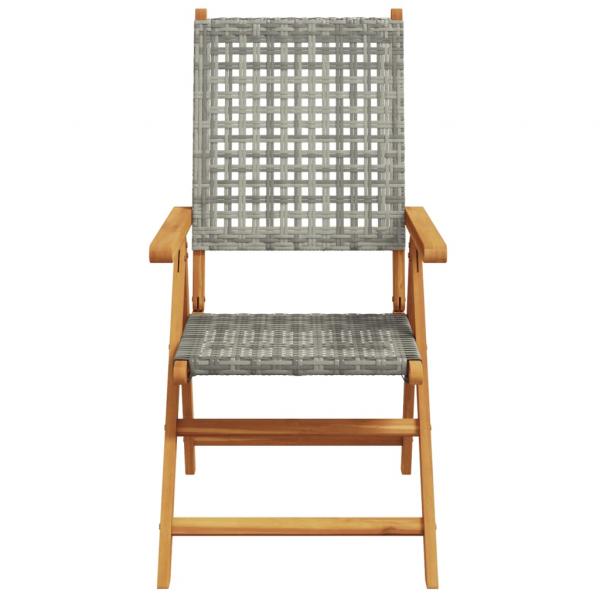 7-tlg. Garten-Essgruppe Poly Rattan und Massivholz Grau