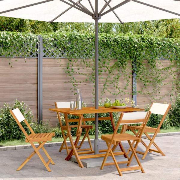 ARDEBO.de - Gartenstühle 4 Stk. Klappbar Cremeweiß Stoff und Massivholz