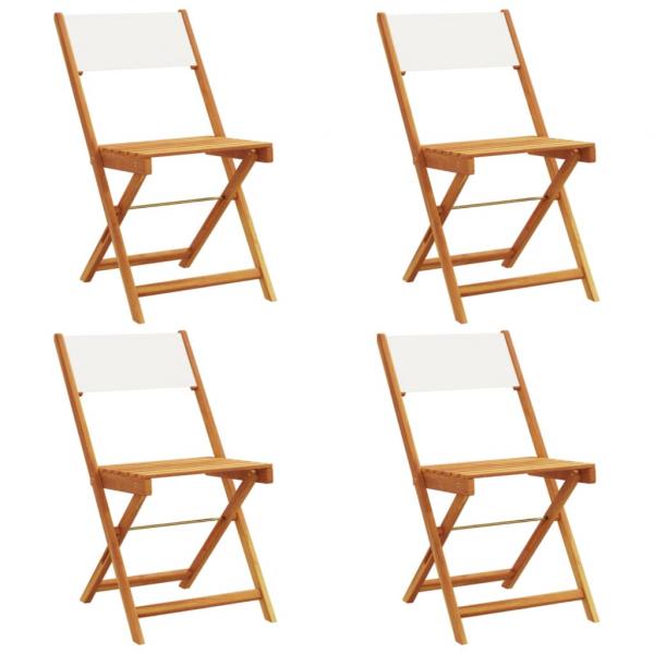 Gartenstühle 4 Stk. Klappbar Cremeweiß Stoff und Massivholz
