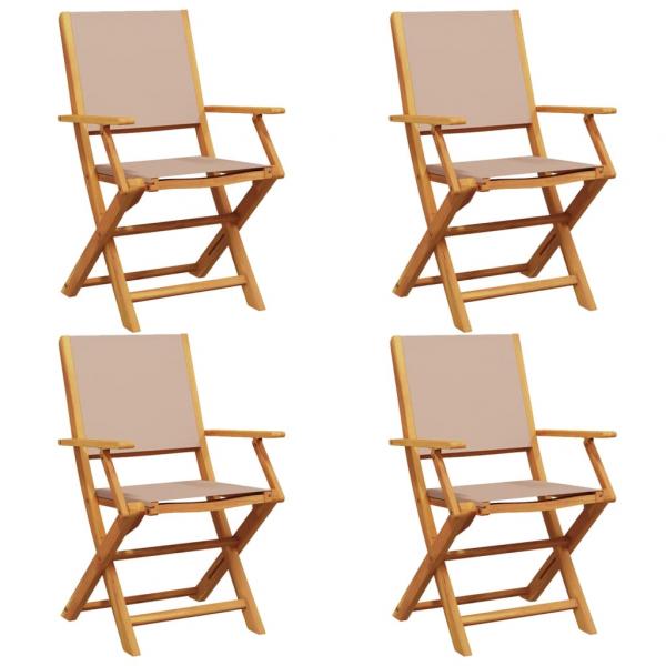 Gartenstühle 4 Stk. Klappbar Taupe Stoff und Massivholz
