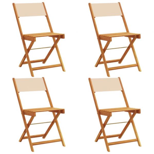 Gartenstühle 4 Stk. Klappbar Beige Stoff und Massivholz