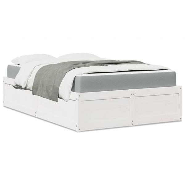 ARDEBO.de - Bett mit Matratze Weiß 120x190 cm Massivholz Kiefer