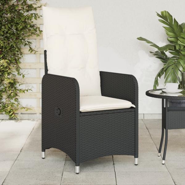 ARDEBO.de - Gartensessel mit Kissen 2 Stk. Verstellbar Schwarz Poly Rattan