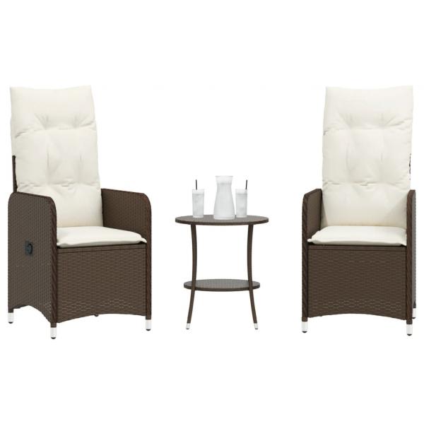 ARDEBO.de - Outdoor-Lehnstühle 2 Stk. mit Tisch Braun Poly Rattan