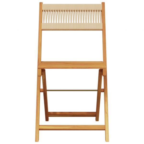 3-tlg. Bistro-Set Beige Polypropylen und Massivholz