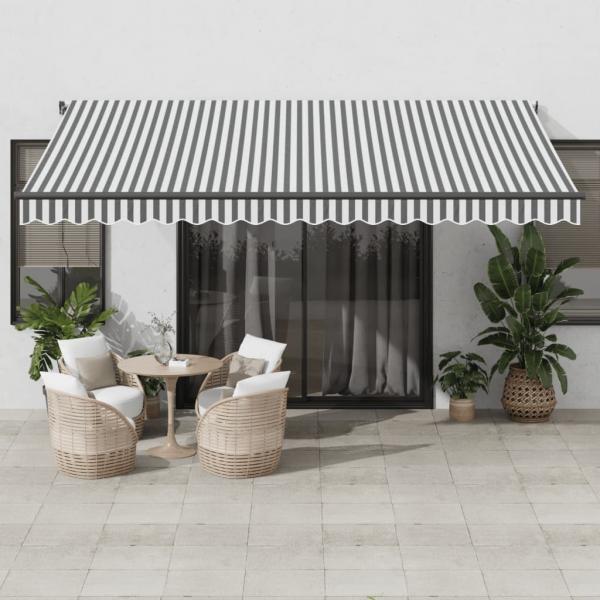 ARDEBO.de - Markise Automatisch mit LEDs Anthrazit & Weiß 450x350 cm