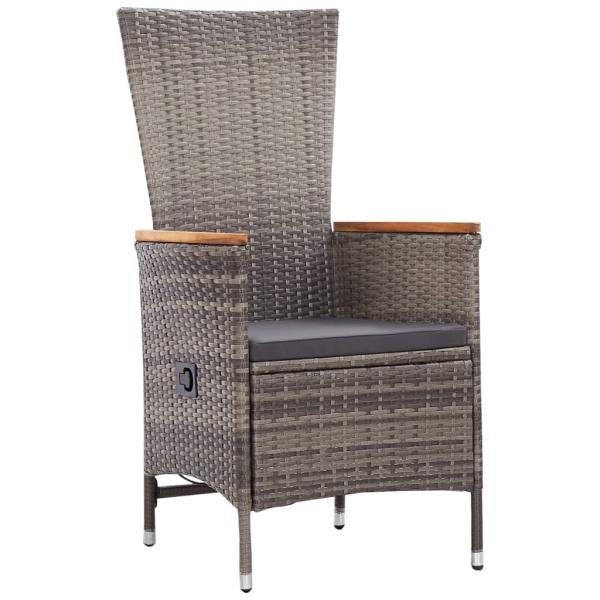 9-tlg. Garten-Essgruppe mit Kissen Grau Poly Rattan