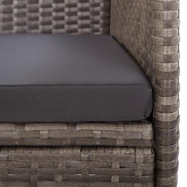 9-tlg. Garten-Essgruppe mit Kissen Grau Poly Rattan