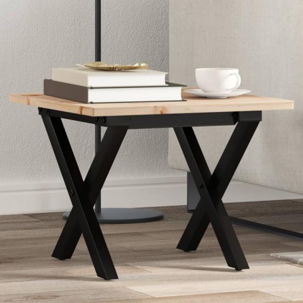 ARDEBO.de - Couchtisch X-Gestell 40x40x35cm Massivholz Kiefer und Gusseisen