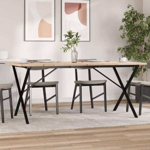 ARDEBO.de - Esstisch X-Gestell 180x90x75,5 cm Massivholz Kiefer & Gusseisen