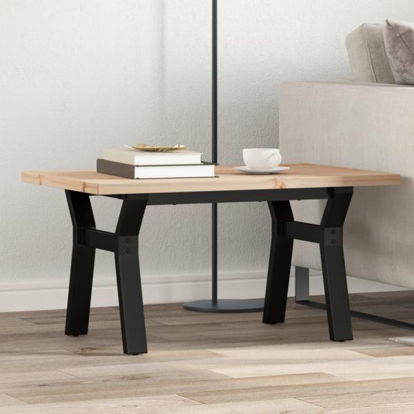 ARDEBO.de - Couchtisch Y-Gestell 80x50x40,5cm Massivholz Kiefer & Gusseisen