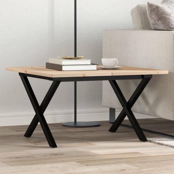 ARDEBO.de - Couchtisch X-Gestell 60x60x40cm Massivholz Kiefer und Gusseisen