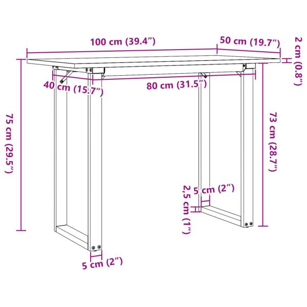 Esstisch O-Gestell 100x50x75 cm Massivholz Kiefer und Gusseisen