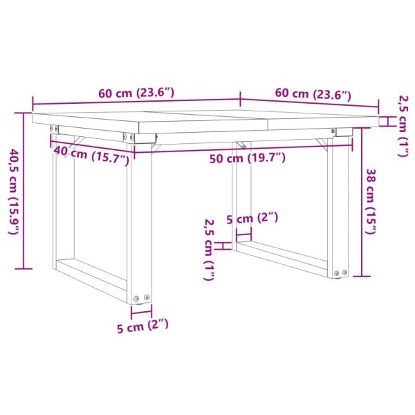 Couchtisch O-Gestell 60x60x40,5cm Massivholz Kiefer & Gusseisen