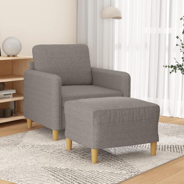 ARDEBO.de - Sessel mit Hocker Taupe 60 cm Stoff