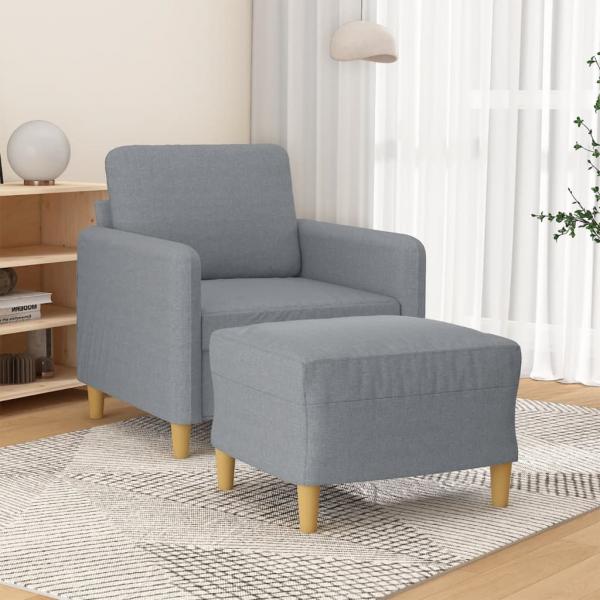 ARDEBO.de - Sessel mit Hocker Hellgrau 60 cm Stoff