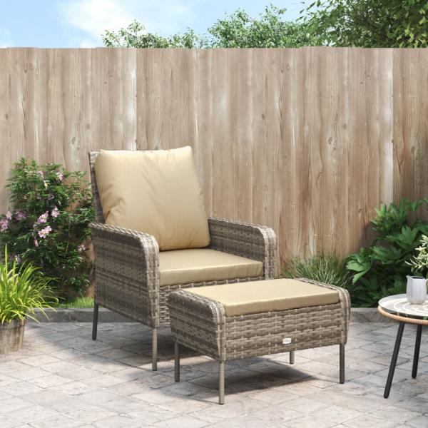 ARDEBO.de - Gartenstuhl mit Fußhocker Hellbraun Poly Rattan