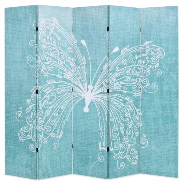 ARDEBO.de - Raumteiler klappbar 200 x 170 cm Schmetterling Blau