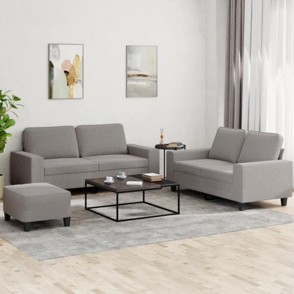 ARDEBO.de - 3-tlg. Sofagarnitur Taupe Stoff