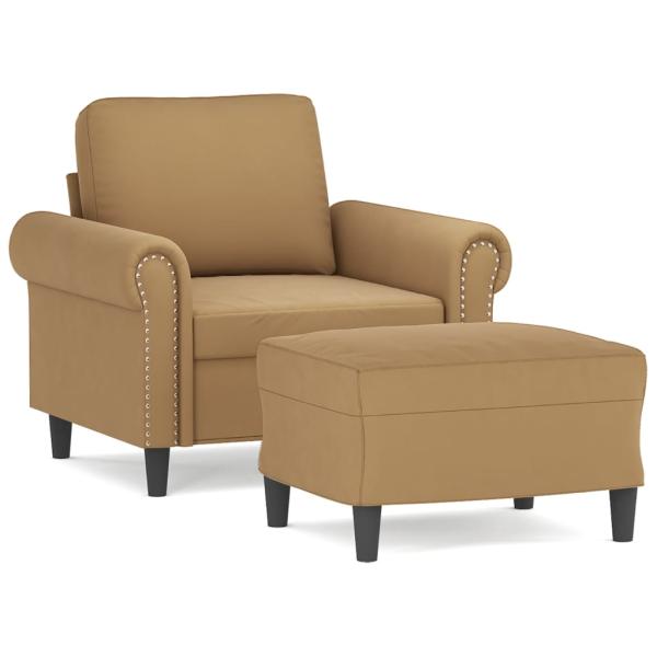 Sessel mit Hocker Braun 60 cm Samt