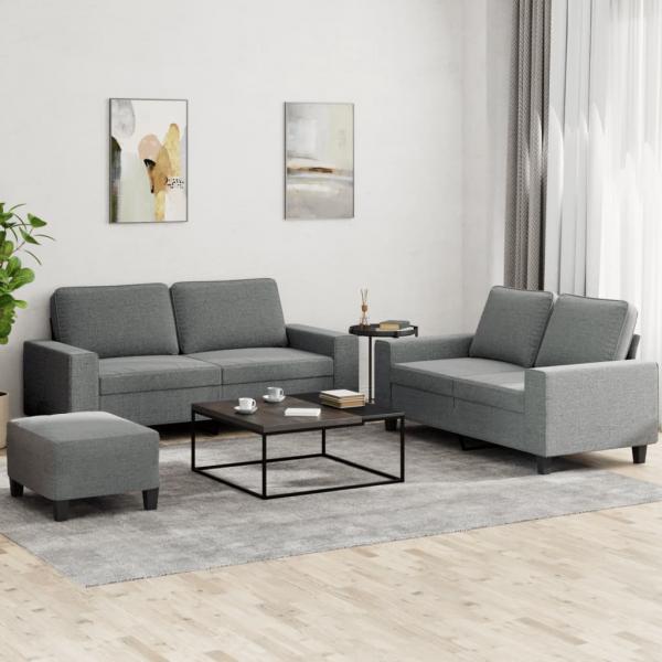 ARDEBO.de - 3-tlg. Sofagarnitur Dunkelgrau Stoff