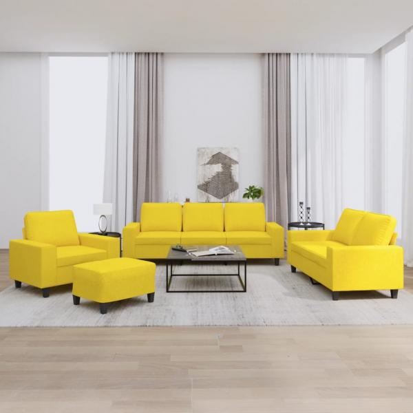 ARDEBO.de - 4-tlg. Sofagarnitur Hellgelb Stoff