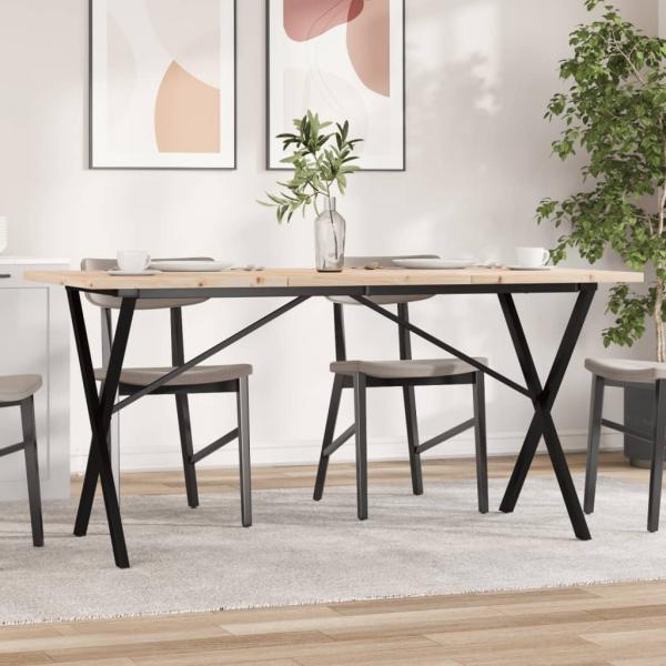 ARDEBO.de - Esstisch X-Gestell 160x80x75,5 cm Massivholz Kiefer & Gusseisen