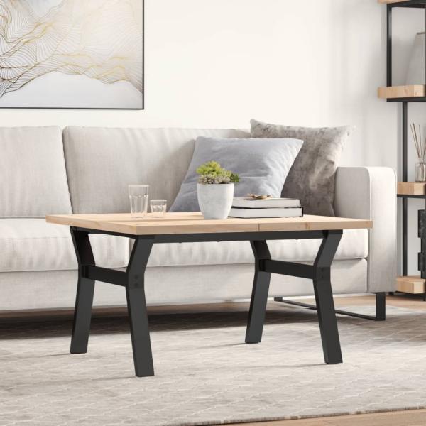 ARDEBO.de - Couchtisch Y-Gestell 80x80x45,5cm Massivholz Kiefer & Gusseisen