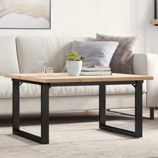 ARDEBO.de - Couchtisch O-Gestell 90x90x45,5cm Massivholz Kiefer & Gusseisen