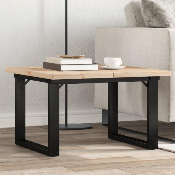 ARDEBO.de - Couchtisch O-Gestell 70x70x40,5cm Massivholz Kiefer & Gusseisen