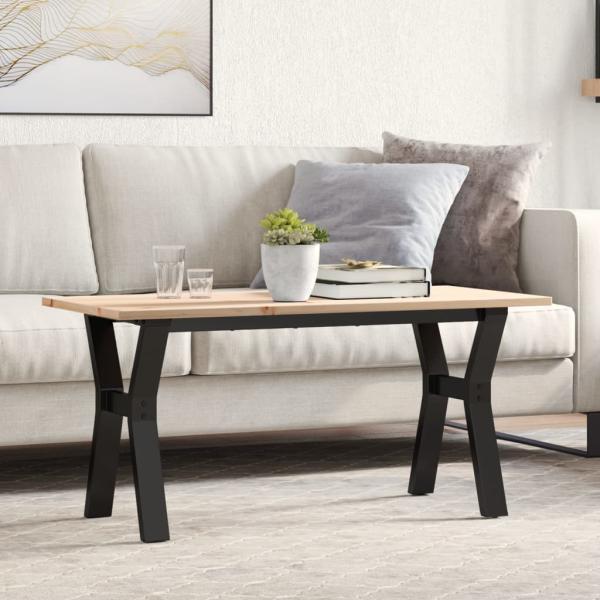 ARDEBO.de - Couchtisch Y-Gestell 100x50x45 cm Massivholz Kiefer & Gusseisen