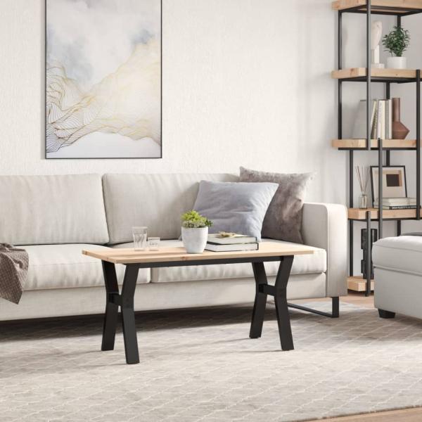Couchtisch Y-Gestell 100x50x45 cm Massivholz Kiefer & Gusseisen