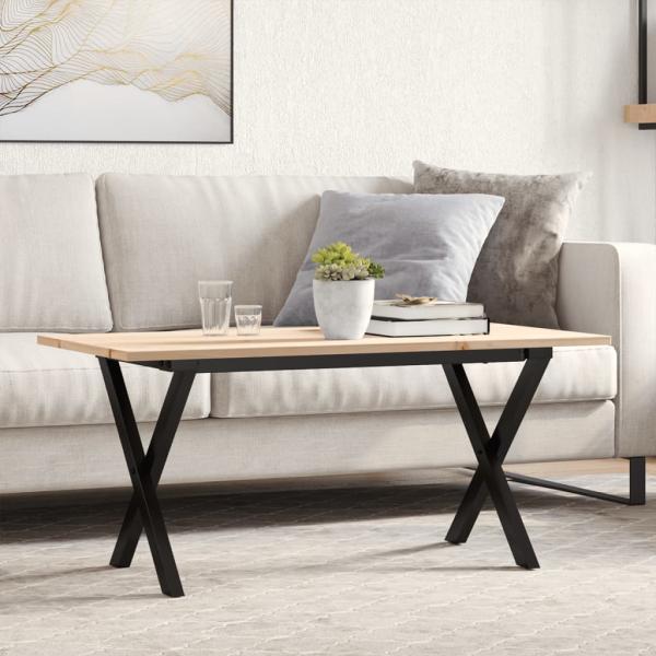 ARDEBO.de - Couchtisch X-Gestell 100x50x45 cm Massivholz Kiefer & Gusseisen