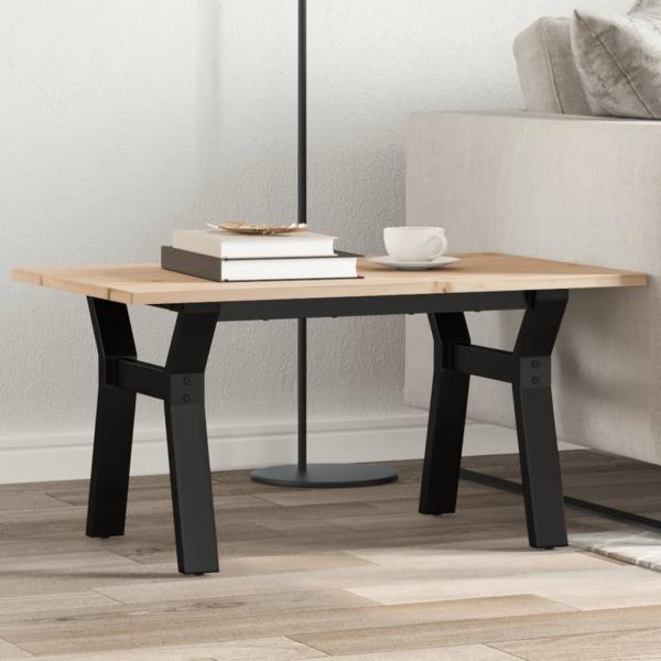 ARDEBO.de - Couchtisch Y-Gestell 80x50x40cm Massivholz Kiefer und Gusseisen