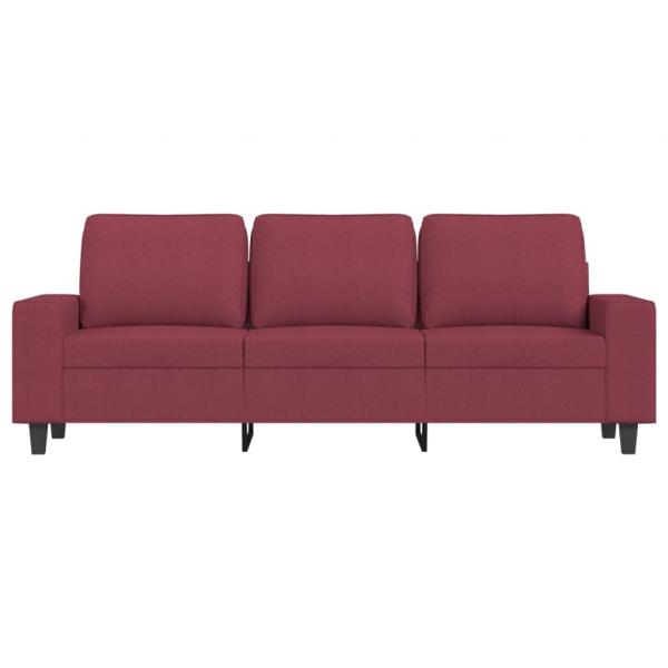 3-Sitzer-Sofa mit Hocker Weinrot 180 cm Stoff