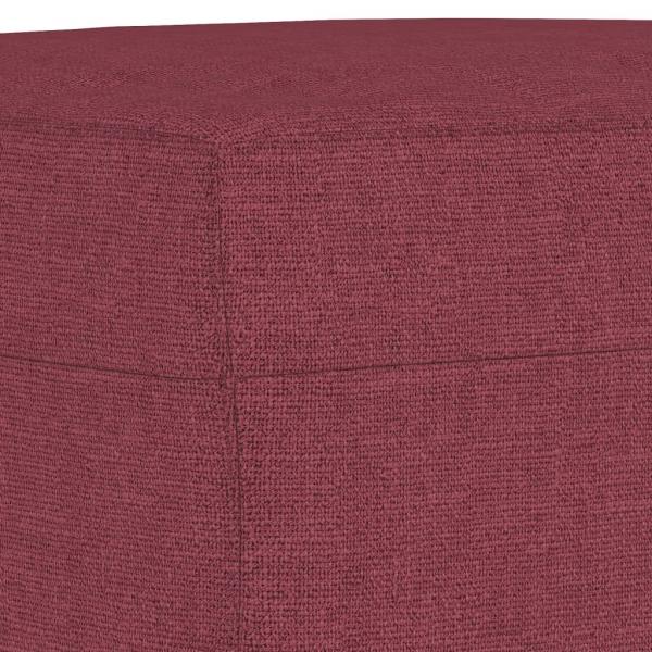 3-Sitzer-Sofa mit Hocker Weinrot 180 cm Stoff
