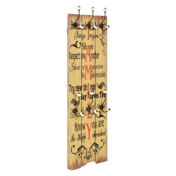 ARDEBO.de - Wandgarderobe mit 6 Haken 120 x 40 cm "FAMILY" 