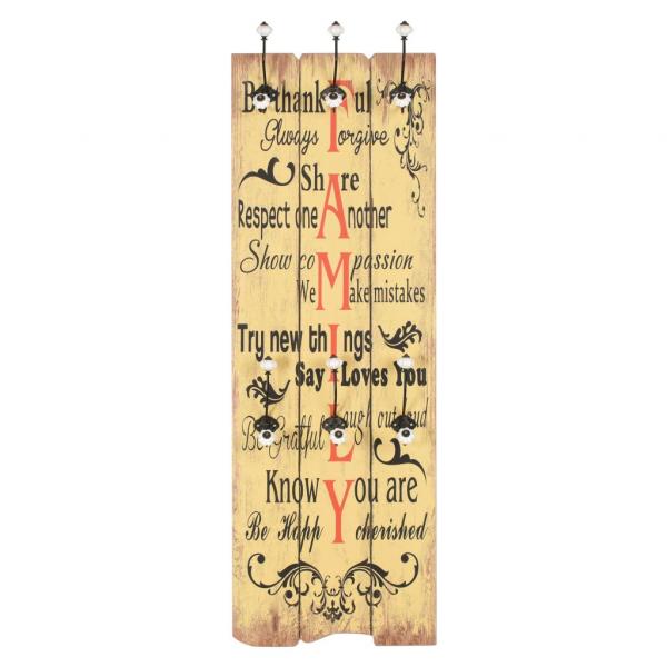 Wandgarderobe mit 6 Haken 120 x 40 cm "FAMILY" 