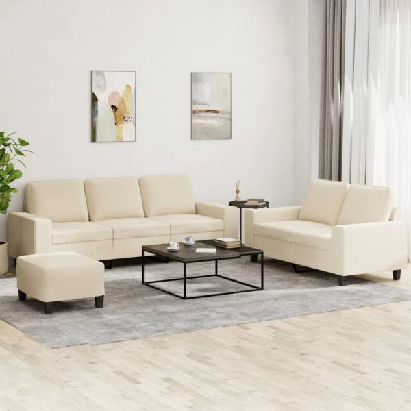 ARDEBO.de - 3-tlg. Sofagarnitur Creme Stoff