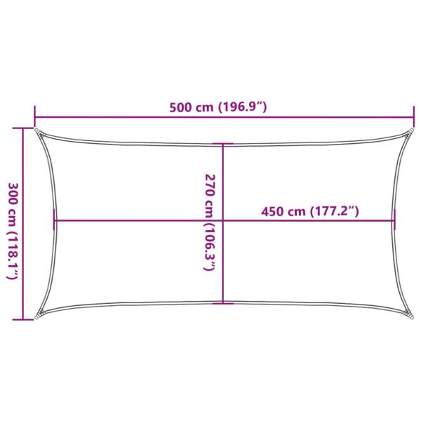 Sonnensegel 160 g/m² Rechteckig Sandfarben 3x5 m HDPE