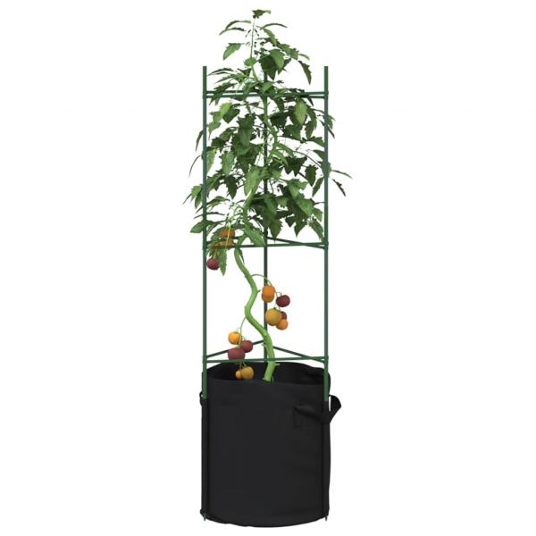 ARDEBO.de - Tomatenkäfig mit Pflanzsack 2 Stk. 116 cm Stahl und PP