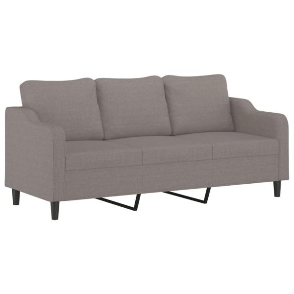 3-Sitzer-Sofa mit Hocker Taupe 180 cm Stoff