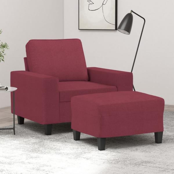 ARDEBO.de - Sessel mit Hocker Weinrot 60 cm Stoff