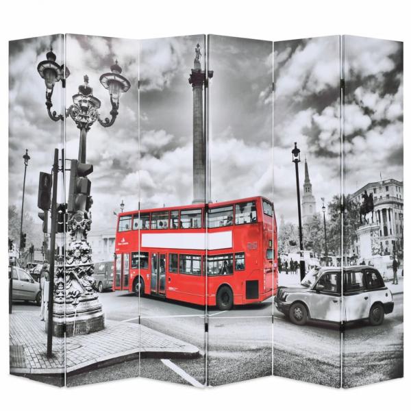 ARDEBO.de - Raumteiler klappbar 228 x 170 cm London Bus Schwarz-Weiß