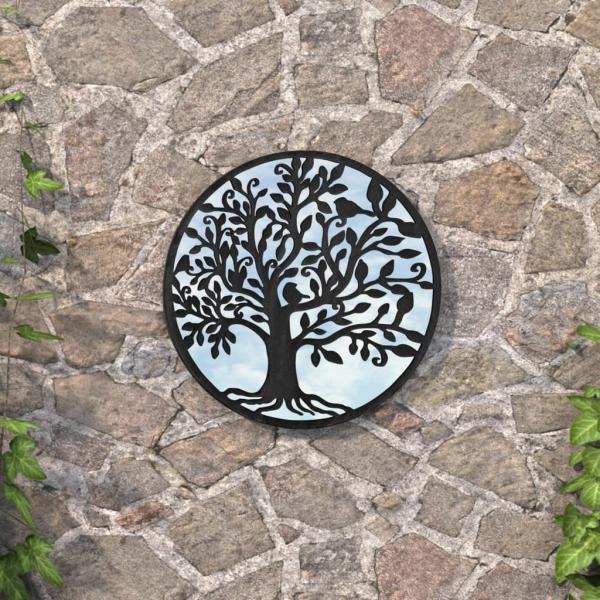 ARDEBO.de - Gartenspiegel Schwarz 40x2,5 cm Eisen Rund