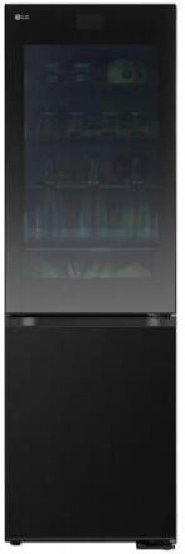 ARDEBO.de LG GBG7190CEV Stand Kühl-Gefrierkombination, 59,5 cm breit, 349 L, MoodUP, Insta View, 4,3-Zoll-LCD-Bildschirm, ThinQ WLAN, Essence Black Steel