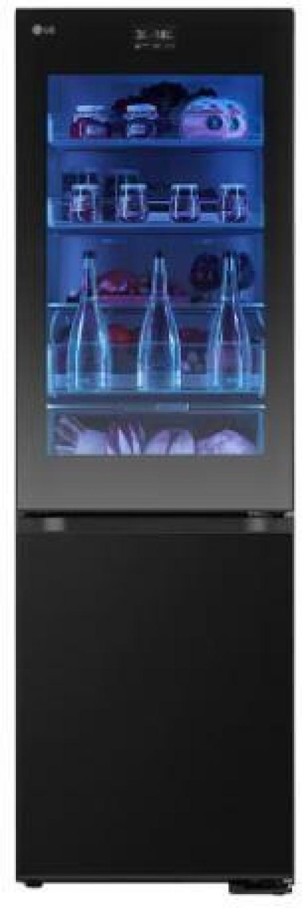 LG GBG7190CEV Stand Kühl-Gefrierkombination, 59,5 cm breit, 349 L, MoodUP, Insta View, 4,3-Zoll-LCD-Bildschirm, ThinQ WLAN, Essence Black Steel