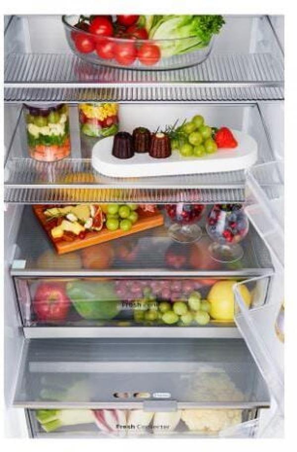 LG GBG7190CEV Stand Kühl-Gefrierkombination, 59,5 cm breit, 349 L, MoodUP, Insta View, 4,3-Zoll-LCD-Bildschirm, ThinQ WLAN, Essence Black Steel